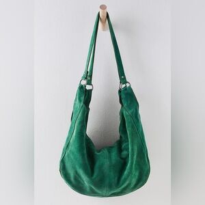 Elegant Green Suede Hobo Bag